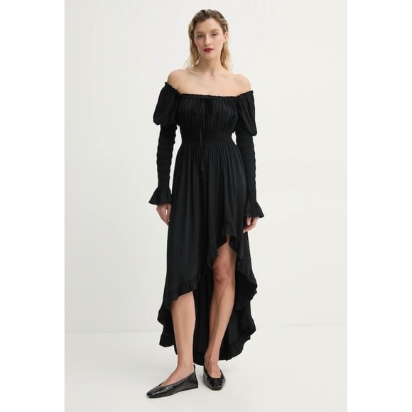 SLEEPER JulietteShirred AsymmetricDress in Black Medium$370 - Picture 1 of 7